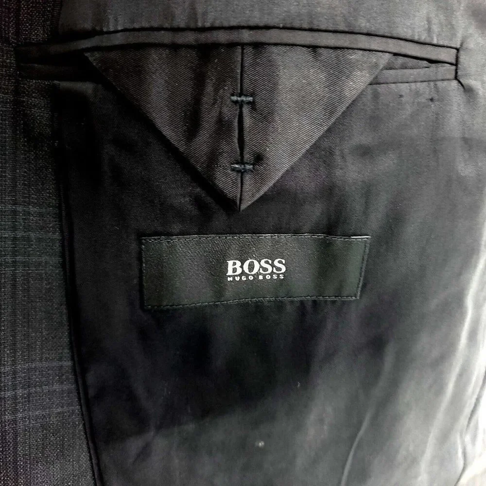 Hugo‎ Boss Marzotto Super 110s 2 Button Blazer 40S Gray Plaid Jackson Lenon2
